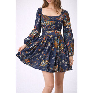 Caroline Constas Navy Floral Mini Dress 100% Cotton S NWT